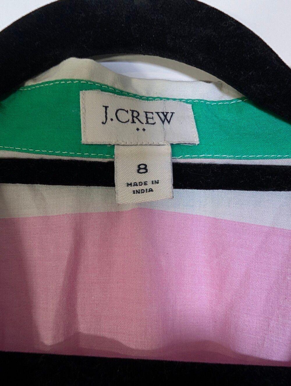 J.Crew Rainbow Stripe Cotton Shirt Dress Belted Midi Summer Colorful Size 8 - Picture 3 of 9